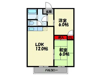 ケイハイツI(2LDK/2階)の間取り写真