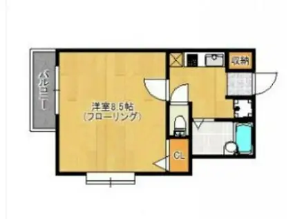 レオーネ城南(1K/4階)の間取り写真