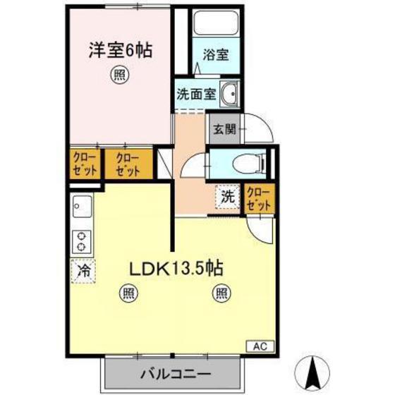 パレス宮前 A棟(1LDK/2階)の間取り写真