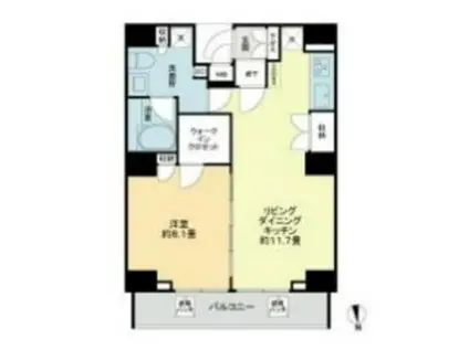 ヴィオール文京関口(1LDK/11階)の間取り写真