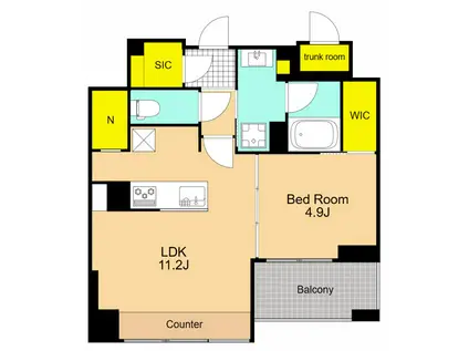 プライマル品川大井町(1LDK/6階)の間取り写真