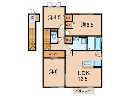 サニーハイツ(3LDK/2階)の間取り写真