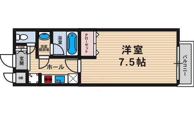 プランドール コート(1K/3階)の間取り写真