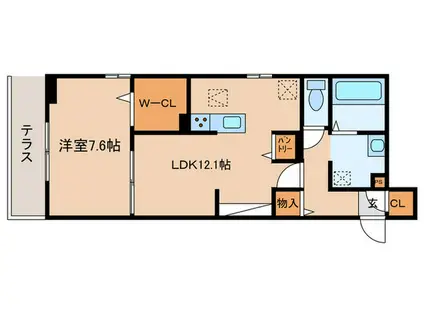 マカオン鳥居通(1LDK/1階)の間取り写真