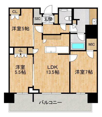晴海フラッグ サンヴィレッジ T棟(3LDK/11階)の間取り写真
