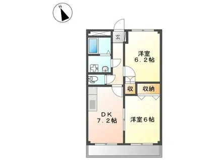 グリーンパレスII(2DK/2階)の間取り写真