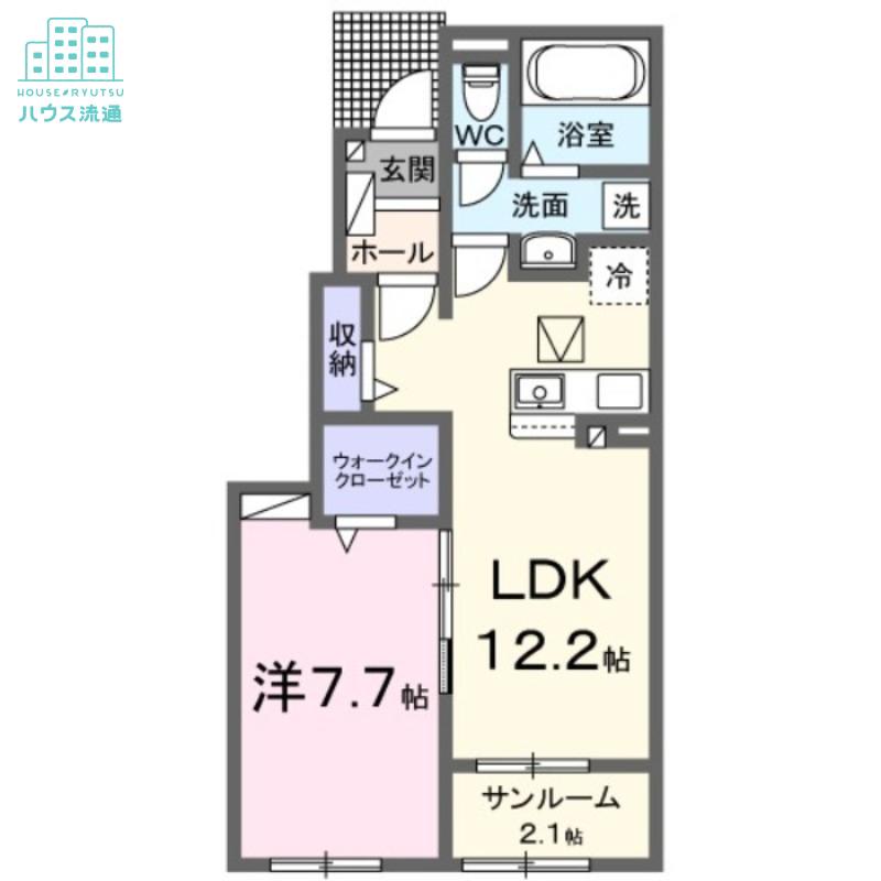 エイティエイト富の原II(1LDK/1階)の間取り写真