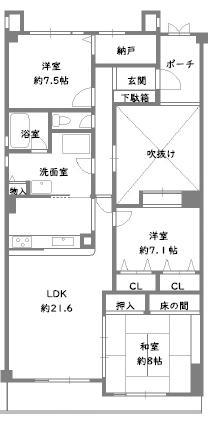 ガーデンヒル苦楽園(3LDK/2階)の間取り写真