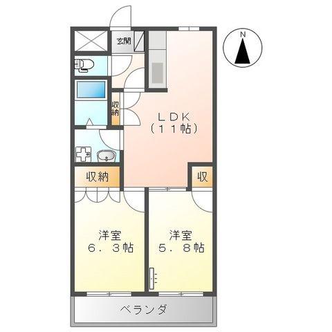 サンフィット・プレイス(2LDK/1階)の間取り写真