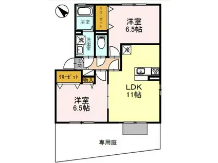 プロスパー リヨ(2LDK/1階)の間取り写真