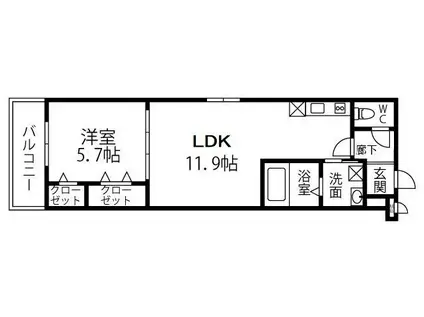 フジパレス東弓削(1LDK/3階)の間取り写真