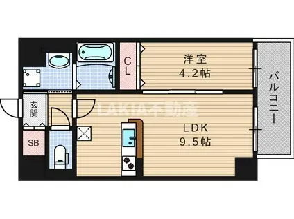 LAMAISONVERTE(1LDK/8階)の間取り写真