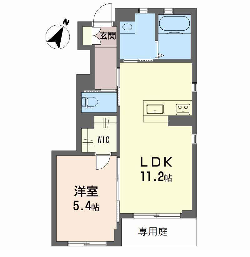 プレミアス中央町(1LDK/1階)の間取り写真