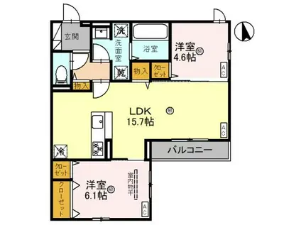 クラシスト甲子園一番町I(2LDK/3階)の間取り写真