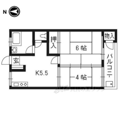 藤岡マンション(2K/4階)の間取り写真