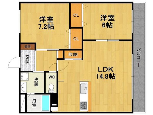 レジデンス口酒井(2LDK/3階)の間取り写真