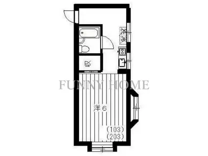 シャンデール(1K/2階)の間取り写真