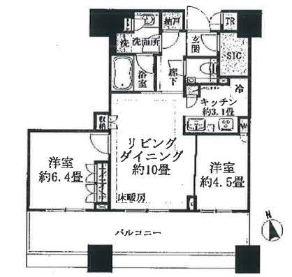 白金ザ・スカイ イースト(2LDK/12階)の間取り写真