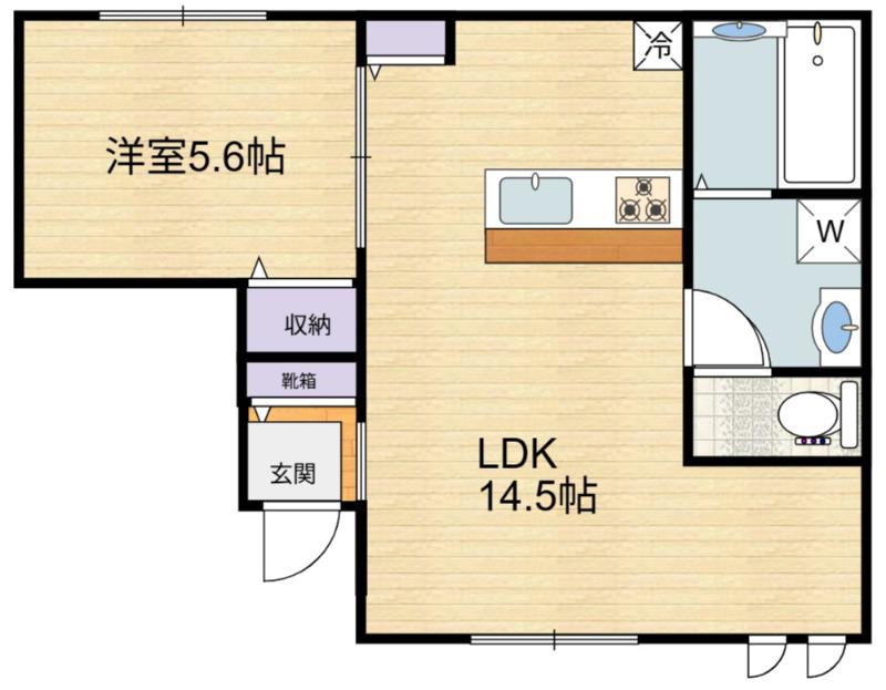 エルシオン狛江(1LDK/1階)の間取り写真