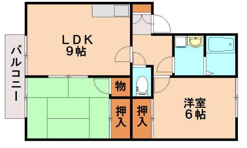 メロディハイツ乙金(2LDK/1階)の間取り写真