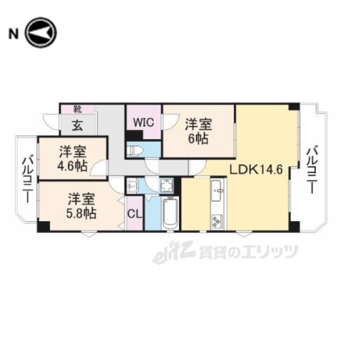 CERES学園前(3LDK/5階)の間取り写真