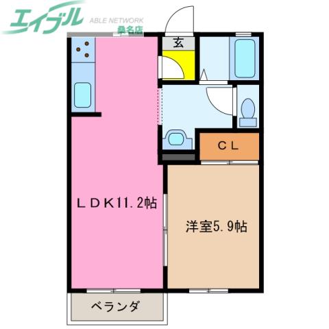 ルーブル(1LDK/1階)の間取り写真