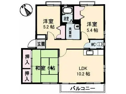 グリーンハイツA棟(3LDK/2階)の間取り写真