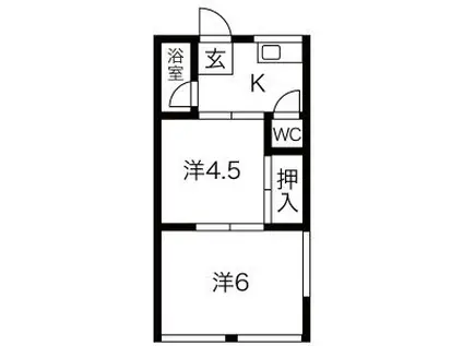 白菊荘(2K/1階)の間取り写真
