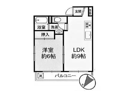 コートアベニュー(1DK/2階)の間取り写真