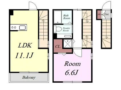 ラ・ルーチェ(1LDK/1階)の間取り写真