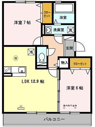 グランドアトリオ神戸西(2LDK/1階)の間取り写真