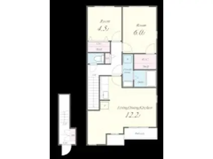 リベルテI(2LDK/2階)の間取り写真