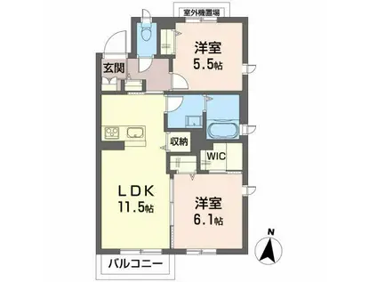 ベレオガーデンズ久留米II(2LDK/3階)の間取り写真