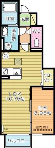 ジェントル篠崎(1LDK/1階)の間取り写真