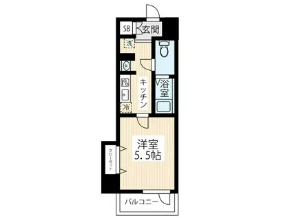 ハイズマキシヴ立川錦町(1K/6階)の間取り写真