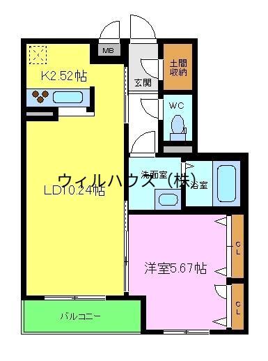 シャーメゾングッドパディ(1LDK/2階)の間取り写真