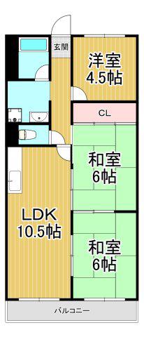メゾン武庫之荘2番館(3LDK/4階)の間取り写真
