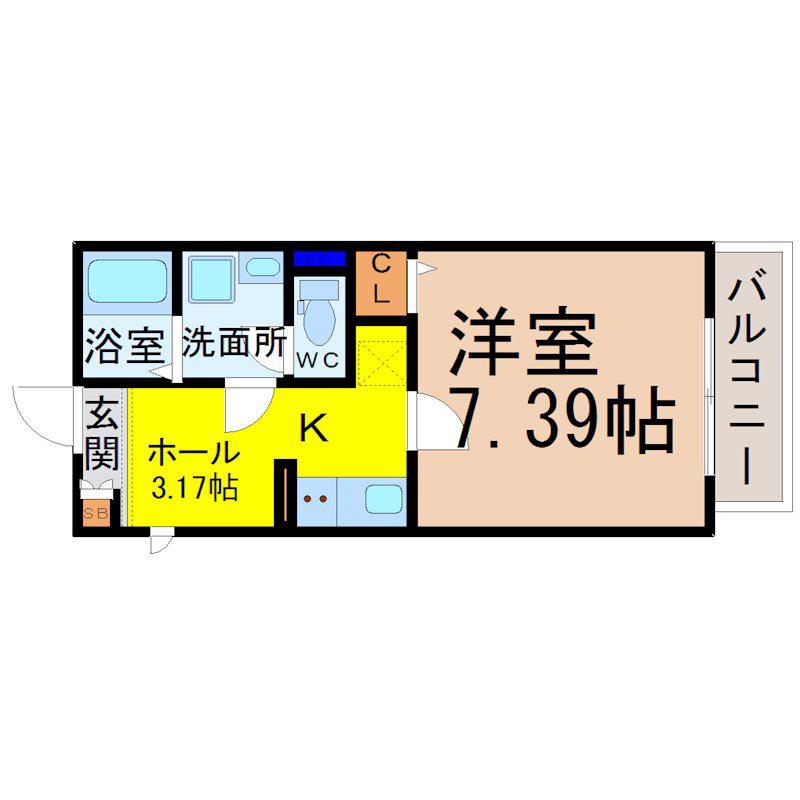 GALLERY庄内通(1SK/2階)の間取り写真
