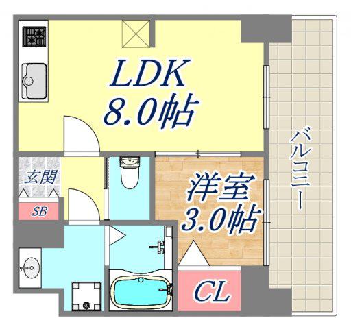 プレサンス兵庫駅前(1LDK/7階)の間取り写真