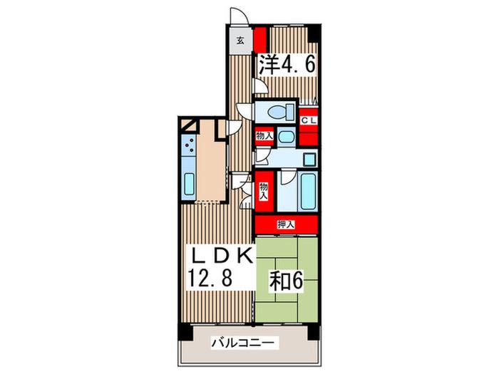 ライオンズガーデン新所沢(2LDK/5階)の間取り写真