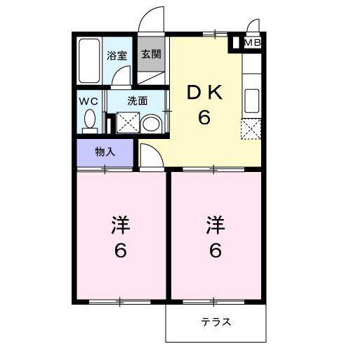コーポ内山(2DK/1階)の間取り写真