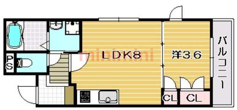 セントラル バレー(1LDK/1階)の間取り写真