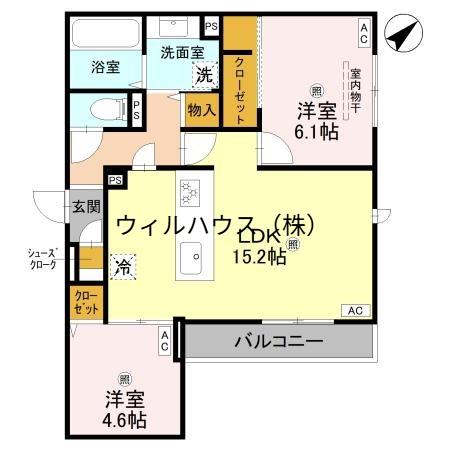 ラ メゾン ピック 中百舌鳥2(2LDK/3階)の間取り写真