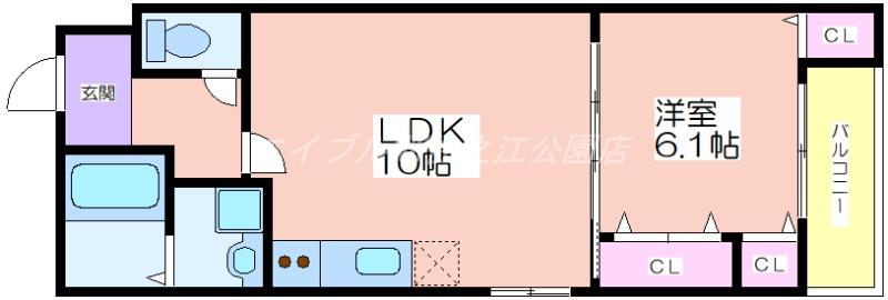 フジパレス エン III号館(1LDK/2階)の間取り写真