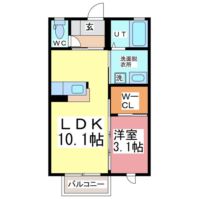 VALIER(1LDK/2階)の間取り写真