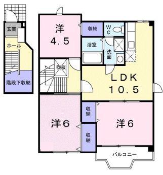 ヴィラグランブルーB(3LDK/2階)の間取り写真