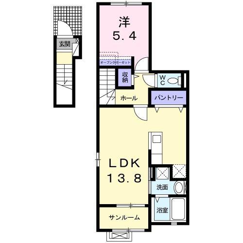 レジデンス・ジール I(1LDK/2階)の間取り写真