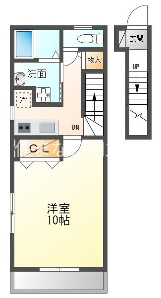 アンプルールリーブルクレッシェンド(1K/2階)の間取り写真