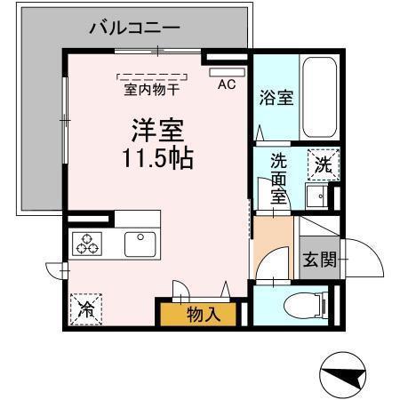 リライズ東雲(ワンルーム/2階)の間取り写真