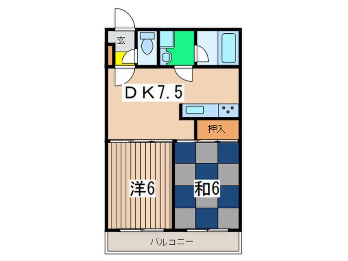 リジェール南本宿(2DK/3階)の間取り写真